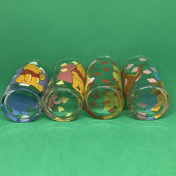 Disney Winnie the Pooh & Friends Drinking Glass Lot of 4 Eeyore Piglet Rabbit - Picture 7 of 10
